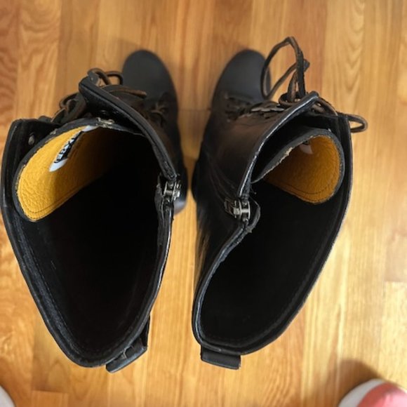 Frye Lace Up Tall Black Leather Combat Boots - 5.5 - Picture 8 of 12